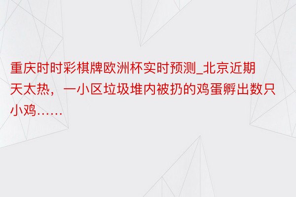 重庆时时彩棋牌欧洲杯实时预测_北京近期天太热，一小区垃圾堆内被扔的鸡蛋孵出数只小鸡……