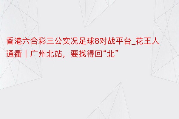 香港六合彩三公实况足球8对战平台_花王人通衢｜广州北站，要找得回“北”