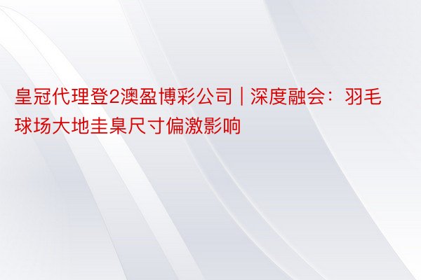 皇冠代理登2澳盈博彩公司 | 深度融会：羽毛球场大地圭臬尺寸偏激影响