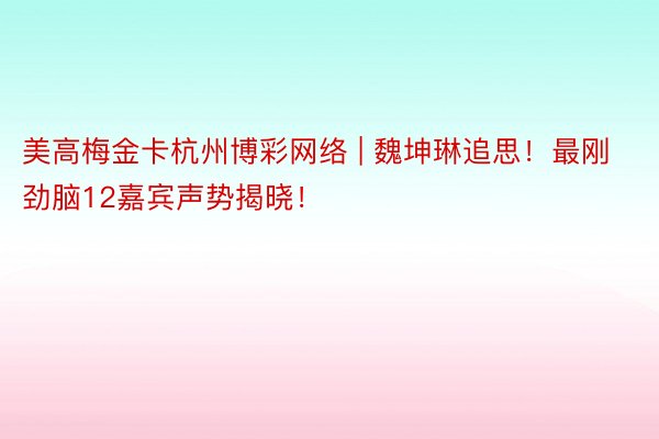 美高梅金卡杭州博彩网络 | 魏坤琳追思！最刚劲脑12嘉宾声势揭晓！