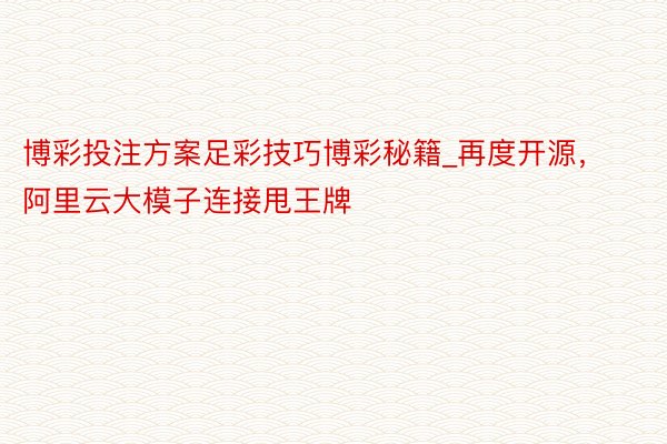 博彩投注方案足彩技巧博彩秘籍_再度开源，阿里云大模子连接甩王牌